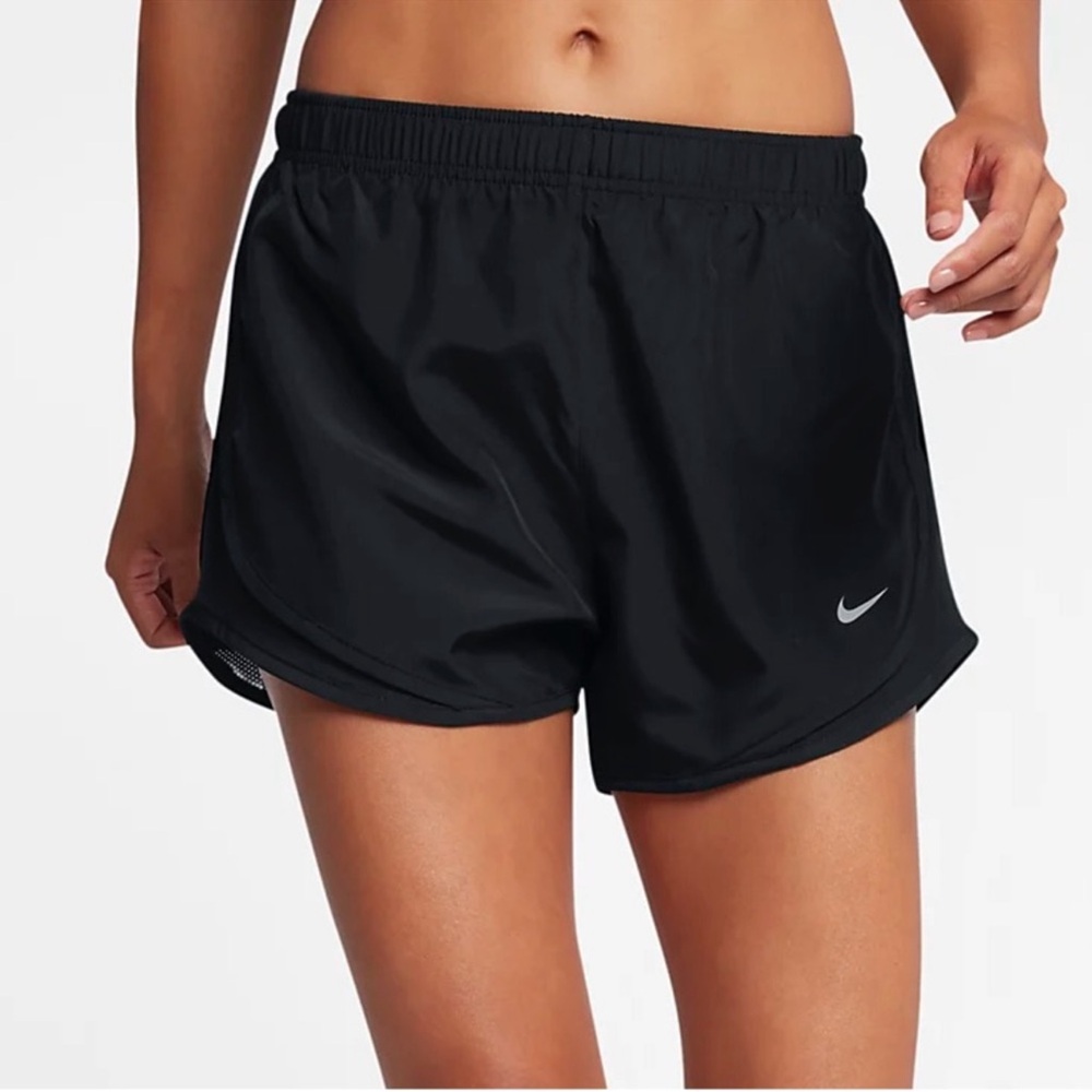 Nike Black Women's Athletic Running Shorts with Silver Swoosh